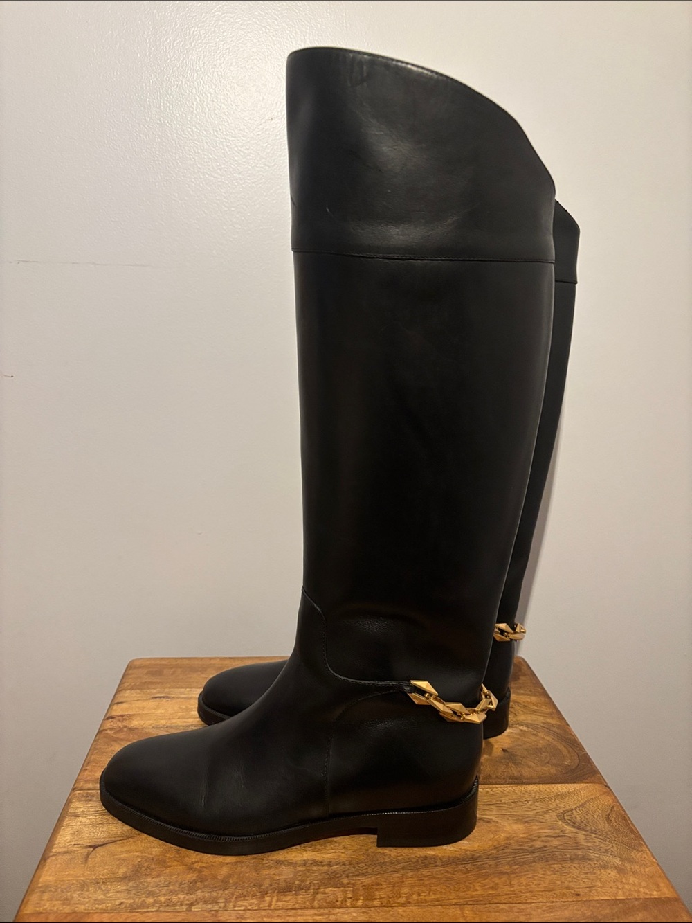 Jimmy Choo Black Leather Knee-High Boot